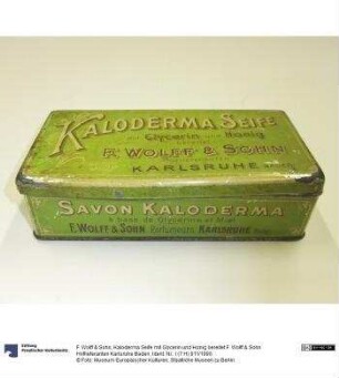 Kaloderma Seife mit Glycerin und Honig bereitet F. Wolff & Sohn Hoflieferanten Karlsruhe Baden