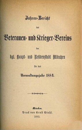 Jahresbericht : für das Vereinsjahr .... 1884 (1885)