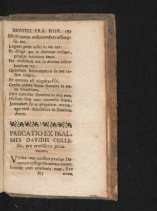 Precatio Ex Psalmis Davidis Collecta, pro remissione peccatorum.