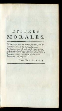 Epitres Morales