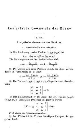 Analytische Geometrie der Ebene. Analytische Geometrie des Punktes.