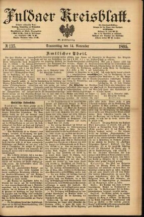 Erste Ausgabe vom Donnerstag, den 14. November 1895.