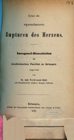 Über die spontanen Rupturen des Herzens
