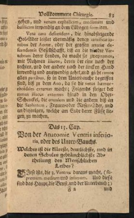 83-98, Das 13. Capitel. Von der Anatomie Ventris inferioris [...].