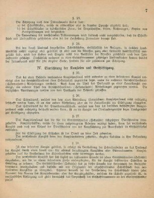IV. Einrichtung der Kanzleien und Geschäftsgang