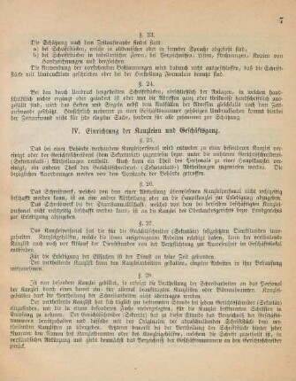 IV. Einrichtung der Kanzleien und Geschäftsgang