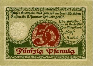 Eberswalde, Stadt: 50 Pfennig 1919