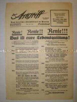 Sonderdruck des "Angriff" zur Reichstagswahl am 31. Juli 1932 mit einer "Bilanz" der Weimarer Republik