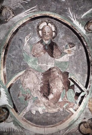 Christus in der Mandorla umgeben von den Kirchenvätern und den Evangelistensymbolen