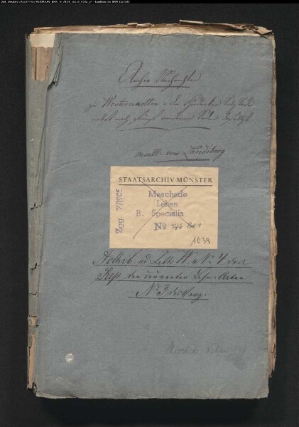Hudecke-Salzsode und andere Salzsoden: 1. Dietrich v. Landsberg (nach Aussterben der v. Bredenol zu Böckenförde) 1662; 3. Franz Anton v. Landsberg 1700. 1724; 10. Witwe v. L. (auch altes Haus Mellen) 1749; 12. Ignaz v. L. 1800; 16. Clemens August v. L. 1764; 18. Ferdinand Caspar v. Landsberg 1731; 19. Paul Joseph v. Landsberg-Velen 1793; 27. Elis. Voege, Witwe v. Bredenol zu Westernkotten, ./. Dietrich v. Landsberg wegen der Ansprüche auf das Lehen (zum Prozeß vor dem Reichskammergericht) 1657; 36. Dietrich v. L. wegen der Designation des Hauses Mellen 1669; 38. Lehnbrief über Mellen 1649; 40. Eid des Georg Rembert v. Bredenol wegen Nichtvorlage des letzten Lehnbriefes 1625-26; 52. Obrist Wilhelm Dietrich v. Wendt zum Crassenstein namens seiner Tochter ./. Fritz v. Bredenol wegen der Lehnsfolge (mit Familiengeschichte) 1648; 67. Auseinandersetzung wegen des Ankaufs von zwei Salzhäusern durch Fritz v. Bredenol von Georg Rembert v. Bredenol und Verkauf eines Salzhauses an den Junker Lurwaldt zu Suttrop (1396 ff); 72. Lehnbrief für Bernd v. Bredenohl 1505; 73. Lehnsmutung des Walter Philipp v. Ense 1625; 74. desgl. des Adam Philipp v. Ense 1653; 75. Witwe v. Bredenol ./. v. Landsberg wegen des vom Ehemann der Klägerin angekauften Lehens 1658