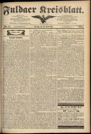 Zweite Ausgabe vom Freitag, den 30. September 1904.