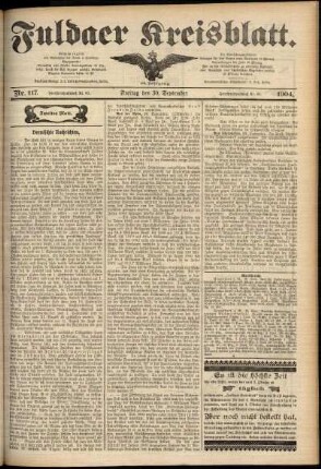 Zweite Ausgabe vom Freitag, den 30. September 1904.