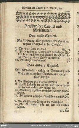 Register der Capitel und Wohlthaten