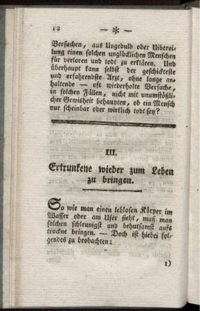 III. Ertrunkene wieder zum Leben zu bringen