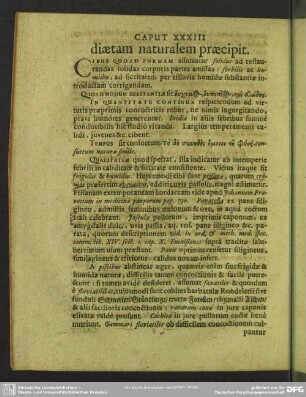 Caput XXXIII. diaetam naturalem praecipit