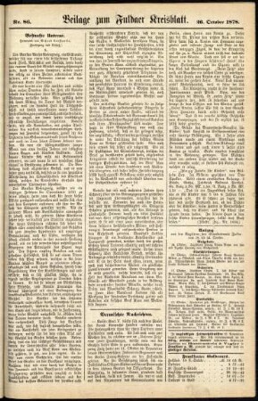 Zweite Ausgabe vom Samstag, den 26. Oktober 1878.