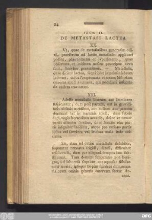 Sect. II. De Metastasi Lactea.