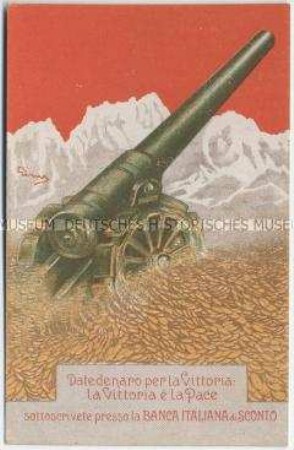 Postkarte mit Werbung für Italienische Kriegsanleihen