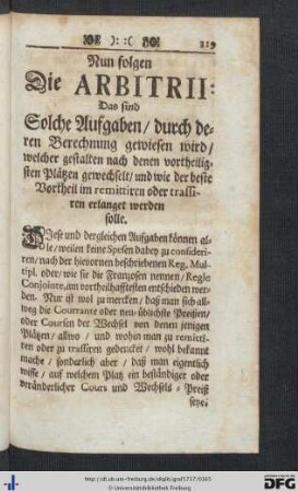 Nun folgen die Arbitrii.