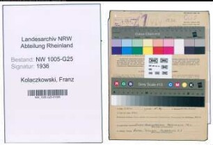 Entnazifizierung Franz Kolaczkowski , geb. 29.11.1891 (Vertreter)
