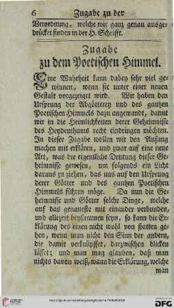 Zugabe zu dem poetischen Himmel
