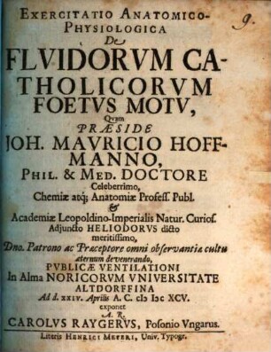 Exercitatio anat.-physiol. de fluidorum catholicorum foetus motu