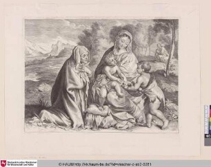 [Die heilige Familie in der Landschaft; The holy family with St. John the Baptist and St. Elisabeth]