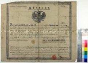 Abschied des bayerischen Gemeinen Karl Mällert aus dem Österreichischen k. k. Feldjägerbataillon