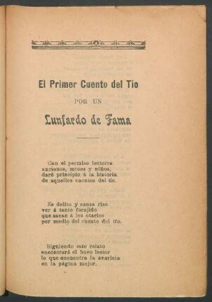 El primer cuento del tío por un lunfardo de fama