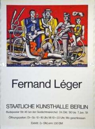 Plakat zu einer Ausstellung von Werken des Künstlers Fernand Léger in der Staatlichen Kunsthalle Berlin