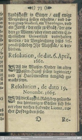 Resolution, de dato 19. Novembr. 1665