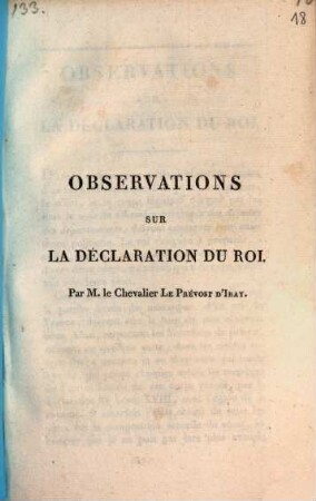 Observations sur la declaration du Roi