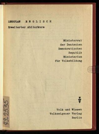 1979: Erweiterter Abiturkurs