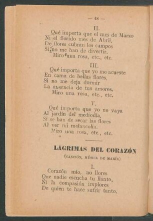 Lágrimas del corazón : (Canción, Música de María)