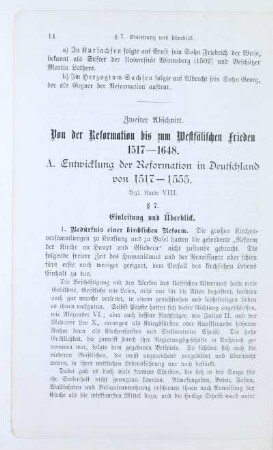 A. Entwicklung der Reformation in Deutschland von 1517 - 1555