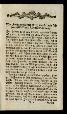 Wie Fortunatus gebohren ward ...