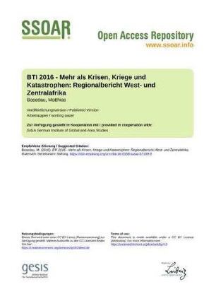 BTI 2016 - Mehr als Krisen, Kriege und Katastrophen: Regionalbericht West- und Zentralafrika