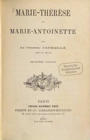 Marie-Thérèse et Marie-Antoinette