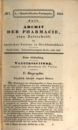 Archiv der Pharmazie : chemistry in life sciences. 27. 1841