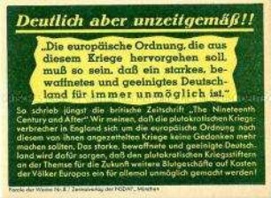 NS-Propagandazettel "Parole der Woche", Nr. 8, mit antibritischer Polemik