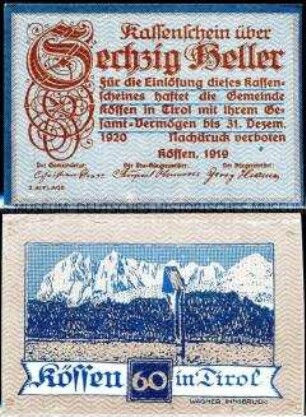 Kössen, Tirol 60 Heller