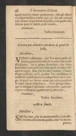 Lettere per chiedere perdono di qualche fallo.