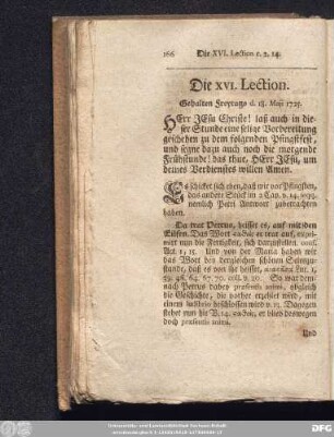 Die XVI. Lection. Gehalten Freytags d. 18. Maji 1725.