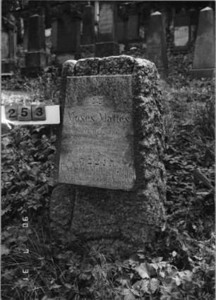 Grabstein 253 (Index: 99790226) Maße HxBxT: 124x57x32 cm Besonderheit: Doppelgrab für Eheleute: Grabstein 253