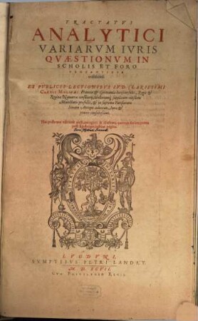 Tractatus analytici variarum iuris quaestionum