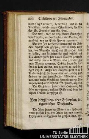 Von Abyßinien, oder Ethiopien, im eigentlichen Verstande.
