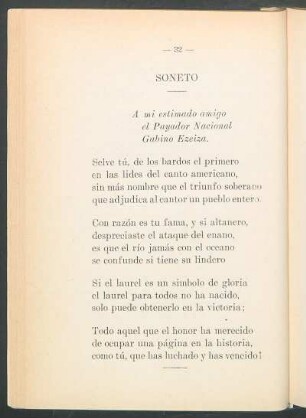 Soneto : A mi estimado amigo el payador nacional Gabino Ezeiza.