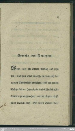 Vorrede des Verlegers