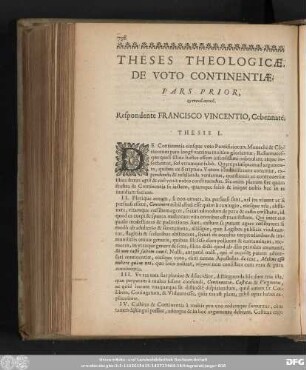 Theses Theologicae, De Voto Continentiae.