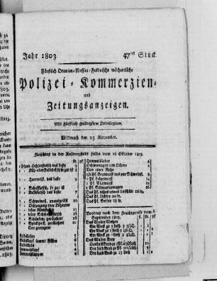 47tes Stück, Ausgabe vom 23. November 1803